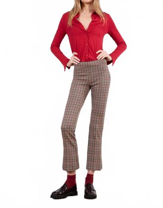 Avenue Montaigne Leo Flare Cut Pants In Houndstooth Check