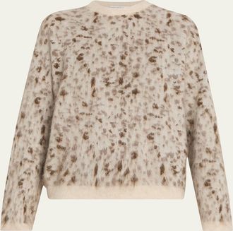 Brunello Cucinelli Blurred Jacquard Cashmere Knit Sweater