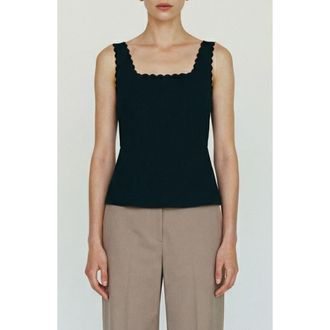 Vero Moda Julietta Scallop Trim Peplum Top in Black at Nordstrom, Size X-Small