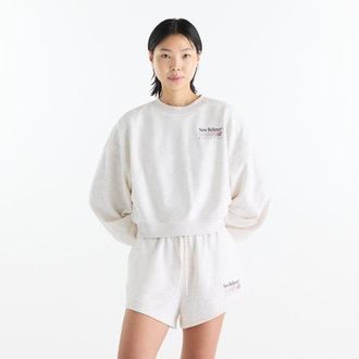 New Balance Donna Trackside French Terry Crew in Beige, Taglia 2XL