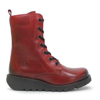 FLY London SILF015FLY Rug Leather Womens Ankle Boots - UK 5 - US 7-7.5 Women - EU 38 - Red - Size:UK 5