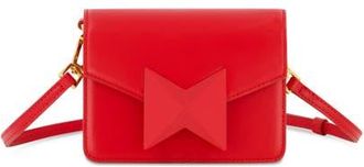 Mac Duggal Mini Leather Gold Strap Crossbody Bag in Cherry at Nordstrom