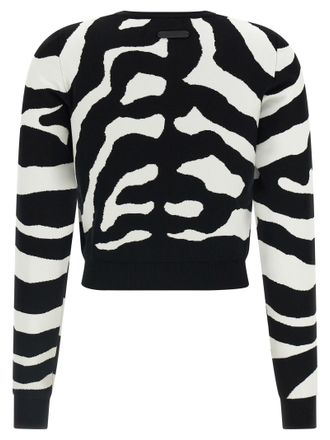 Moschino Zebra-Stripe Cropped Sweater - Black