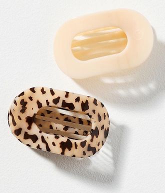 Teleties Medium Flat Round Hair Claw Clips, Set of 2