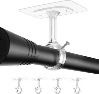 OEM Ganchos Para Barra De Cortina - Soportes Con Tornillos - Di&aacute;metro Del Gancho 31 Mm - Ajustables - Transparentes - Paquete De 4