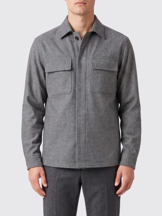 Eleventy Giacca a camicia in misto lana cotone e cashmere con tasche a toppa