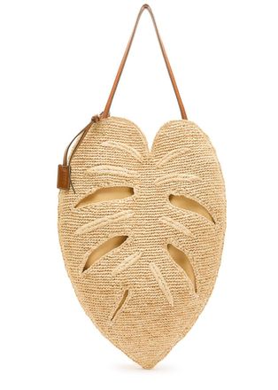Staud Large Palm Leather and Raffia Shoulder bag - Natural - One Size