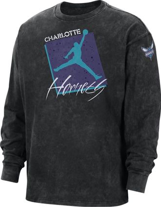 Nike Jordan Air Jordan Max90 Charlotte Hornets Courtside Statement Edition NBA Long-Sleeve T-Shirt Black DZ5555-010