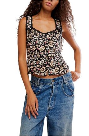 Free People Bridgette Corset Peplum Top in Black Combo at Nordstrom, Size X-Large