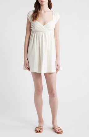 Free People Raven Open Back Babydoll Minidress in Ivory at Nordstrom, Size X-Small