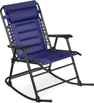 Best Choice Products Padded Folding Zero Gravity Rocking Chair with Headrest, Outdoor Camp Chair