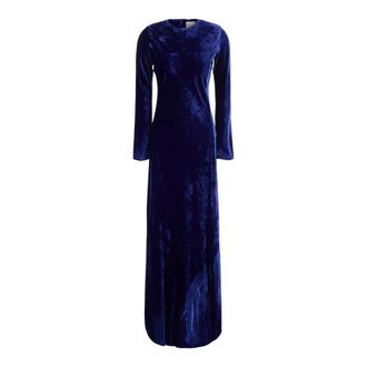 Semicouture Lange jurk met lange mouwen - Dames - Avondkleed - Blauw - S - Kleedjes