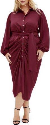 City Chic Lianna Long Sleeve Dress in Dark Cherry at Nordstrom, Size Xs