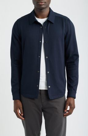 Bugatchi Soft Touch Knit Shirt Jacket in Navy at Nordstrom, Size Xx-Large