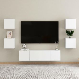 vidaXL Set De Muebles De Sal&oacute;n Tv 6 Piezas Madera De Ingenier&iacute;a Blanco Vidaxl
