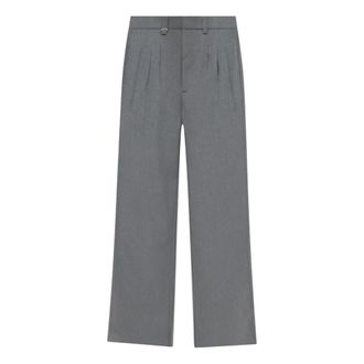 Flaneur Wide Trousers, male, Gray, Size: XL Grey Casual Fit Pantalon with Rubber Patch