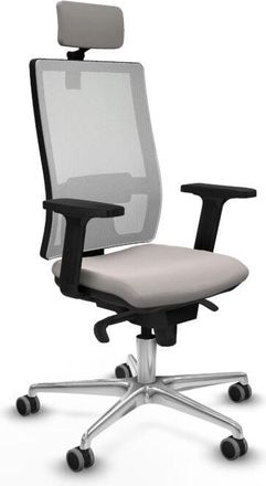 Piqueras y Crespo Piqueras Y Crespo - Horna sincro malla blanca similpiel blanco brazos 2D base aluminio cabecero 2D ruedas 65mm engomadas