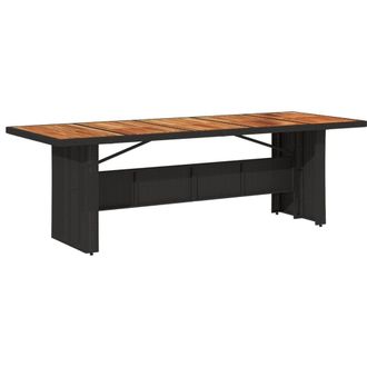 Berkfield Home Garden Table with Acacia Wood Top Black 240x90x75 cm Poly Rattan | Size: 240 x 90 x 75 cm