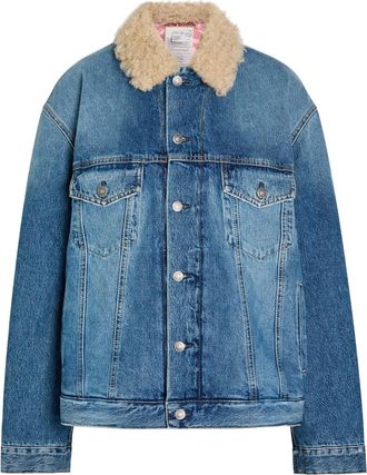 Acne Studios Quilted Faux Shearling and Denim Jacket - Mid Blu - XS/S (UK6-8 / XS)
