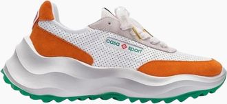 Casablanca Womens Casablanca Atlantis Sneaker Orange Detail White Shoes - Size: 5.5