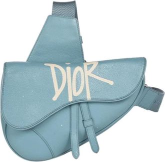 Dior Pre-owned Saddle Schoudertas - unisex - Vintage Schoudertas - Blauw - ONE Size - Leer - Vintage