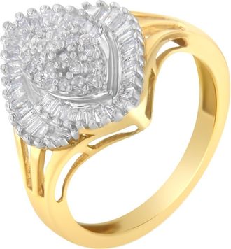House of Brilliance 10K Yellow Gold 1/2 Cttw Diamond Swirl Cocktail Ring at Nordstrom, Size 6.5