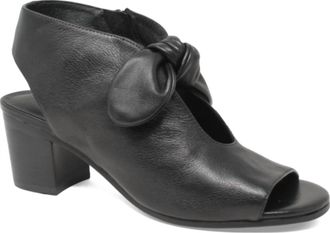 Django & Juliette Womens Banana Block Sandals In Black Leather-Black Heel