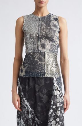 Maison Margiela Sequin Floral Print Sleeveless Top in Multicolor Variant at Nordstrom, Size Medium