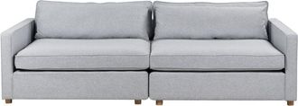 Beliani Modern Fabric Sofa 3 Seater with Armrests Wooden Legs Light Grey Vinstra