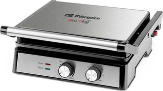 Orbegozo Orbegozo - Grill Inox Gr 4580, Temporizador, Termostato Regulable, Asas Tacto Fr&iacute;o, Libre De Ptfe Y Pfoa, Bandeja Recogesalsas, Recubrimiento Efecto P