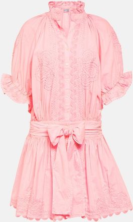 Juliet Dunn Embroidered cotton poplin shirt dress