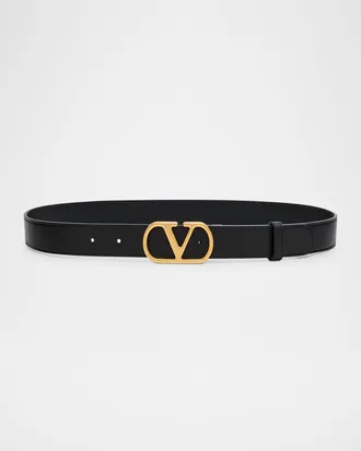 Valentino Garavani VLogo Signature Leather Belt, 30mm