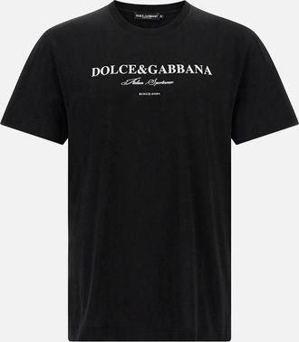 Dolce & Gabbana Mens Dolce & Gabbana Italian Sportswear Flocked Logo T-Shirt in Black - Size: 36/38