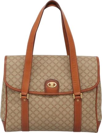 Celine Vintage Macadam Handbag Canvas And Leather Beige Canvas Handbag (Pre-Owned)