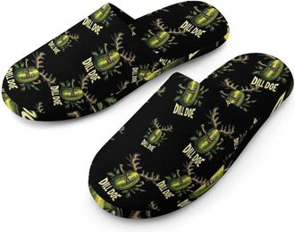Generic Dill Doe Funny Pickle Mens Cotton Slippers Memory Foam Comfort House Shoes Winter Indoor Slipper for Hotel Casa Spa