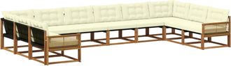 vidaXL Conjunto De Sof&aacute;s De Exterior 10 Uds. Natural Y Crema Vidaxl