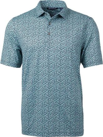 Cutter & Buck Magnolia Scatter Print Performance Polo in Fresh Mint/Navy Blue at Nordstrom, Size Xx-Large