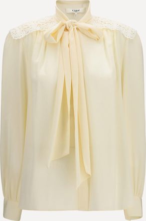 Chlo&eacute; Blusa con fiocco e spalle ricamate Woman 36
