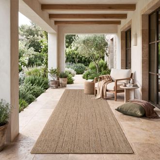 Paco Home Paco Home Alfombra Cocina Exterior Terraza Jardin Se Puede Lavar En La Lavadora Moteado Marron Beige 80x300 Cm