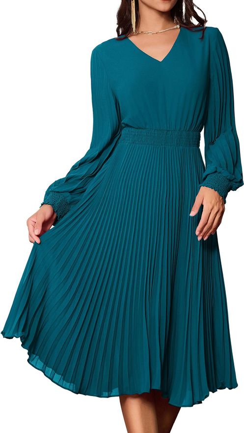 GRACE KARIN Abito Midi Donna Scollo A V - Vestito Aderente Elegante Per Ufficio E Serate