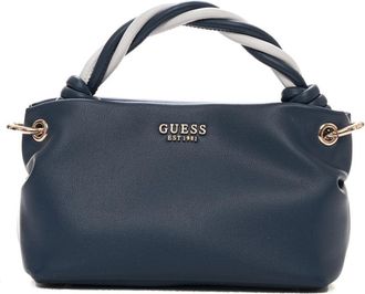 Guess Tassen, Dames, Blauw, ONE Size, Gevlochten handvat schoudertas met logo