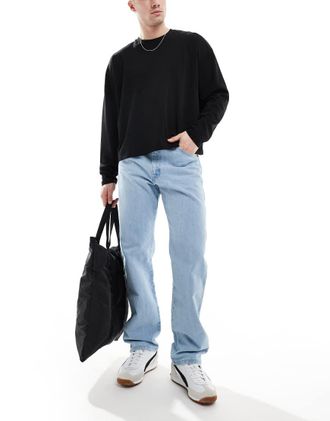 Wrangler 13MWZ original cowboy straight fit jeans in bleach wash-Blue