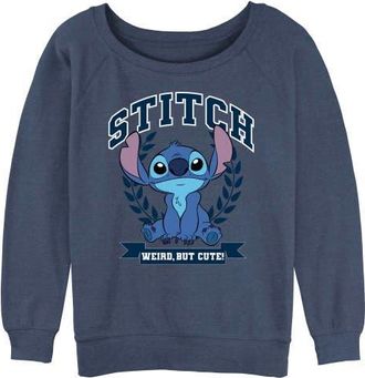 Lilo & Stitch Juniors Lilo & Stitch Weird But Cute Logo Sweatshirt in Blue Heather at Nordstrom, Size Xx-Large