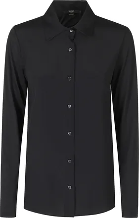 Seventy Black Classic Collar Silk-Blend Shirt