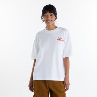 New Balance Mujer Intelligent Relaxed T-Shirt en Blanco, Algod&oacute;n, Talla 2XL
