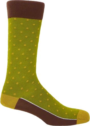 Peper Harow Pin Polka Mens Socks - Olive