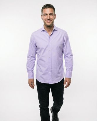 Brunello Cucinelli MenS Lavender Cotton Dress Shirt, Size XL