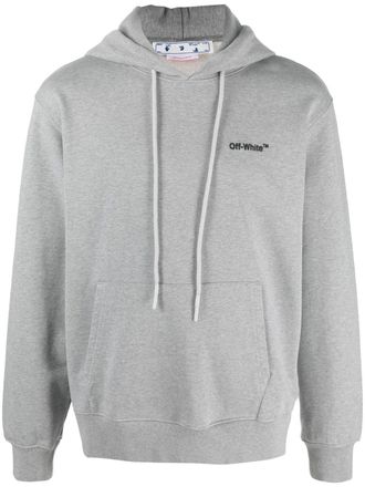 Off-white Hoodie met geborduurd logo - Grijs