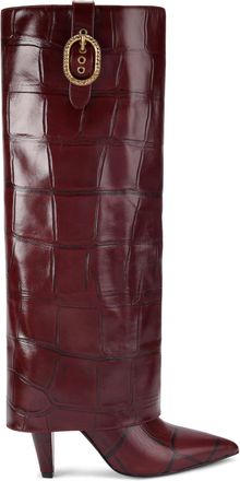 Kurt Geiger Womens Leather Fold Over Tall Boots - Wine - Size UK 3