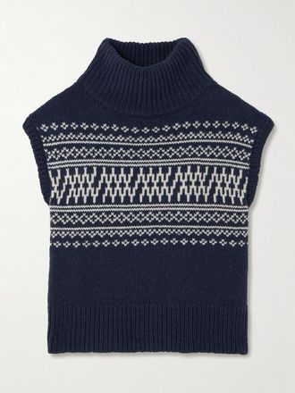 We Norwegians Gilet A Collo Alto In Misto Lana Merino E Cashmere Setesdal - Blu